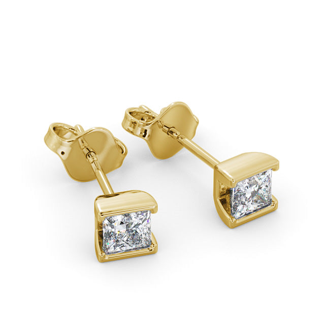 Certified 1.00 CT Princess Cut EF VS/SI Lab Grown Diamond Women's Bezel Set Stud Women's Earrings 925 Sterling Silver With Vermeil Gold